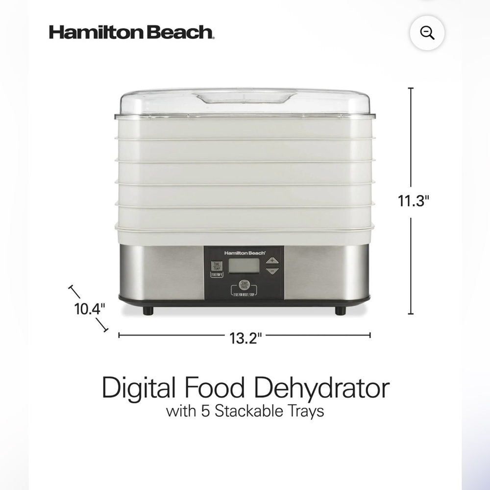 Hamilton Beach Silver and White Dehydrator
